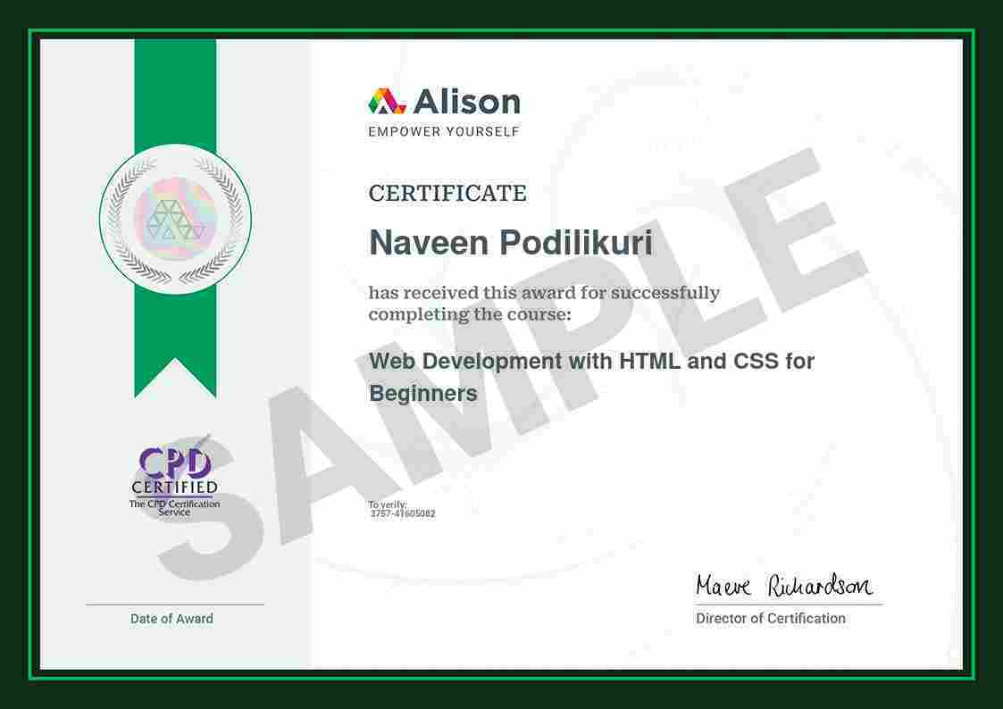 Alison Certificate