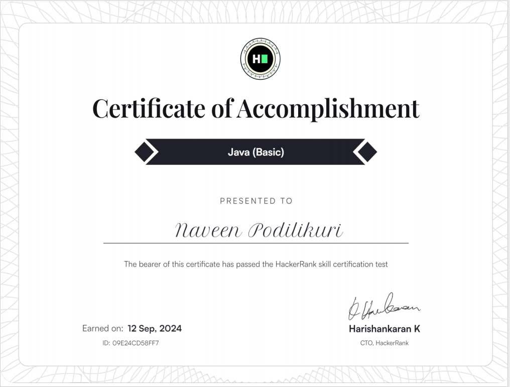 HackerRank Certificate